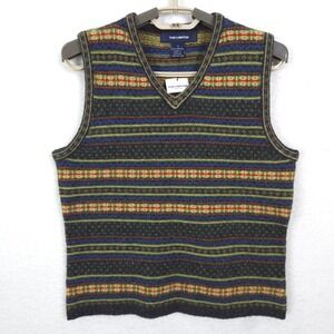 The Limited Sweater Vest Mens Small Multicolor Fair Isle 100% Lambswool V-Neck